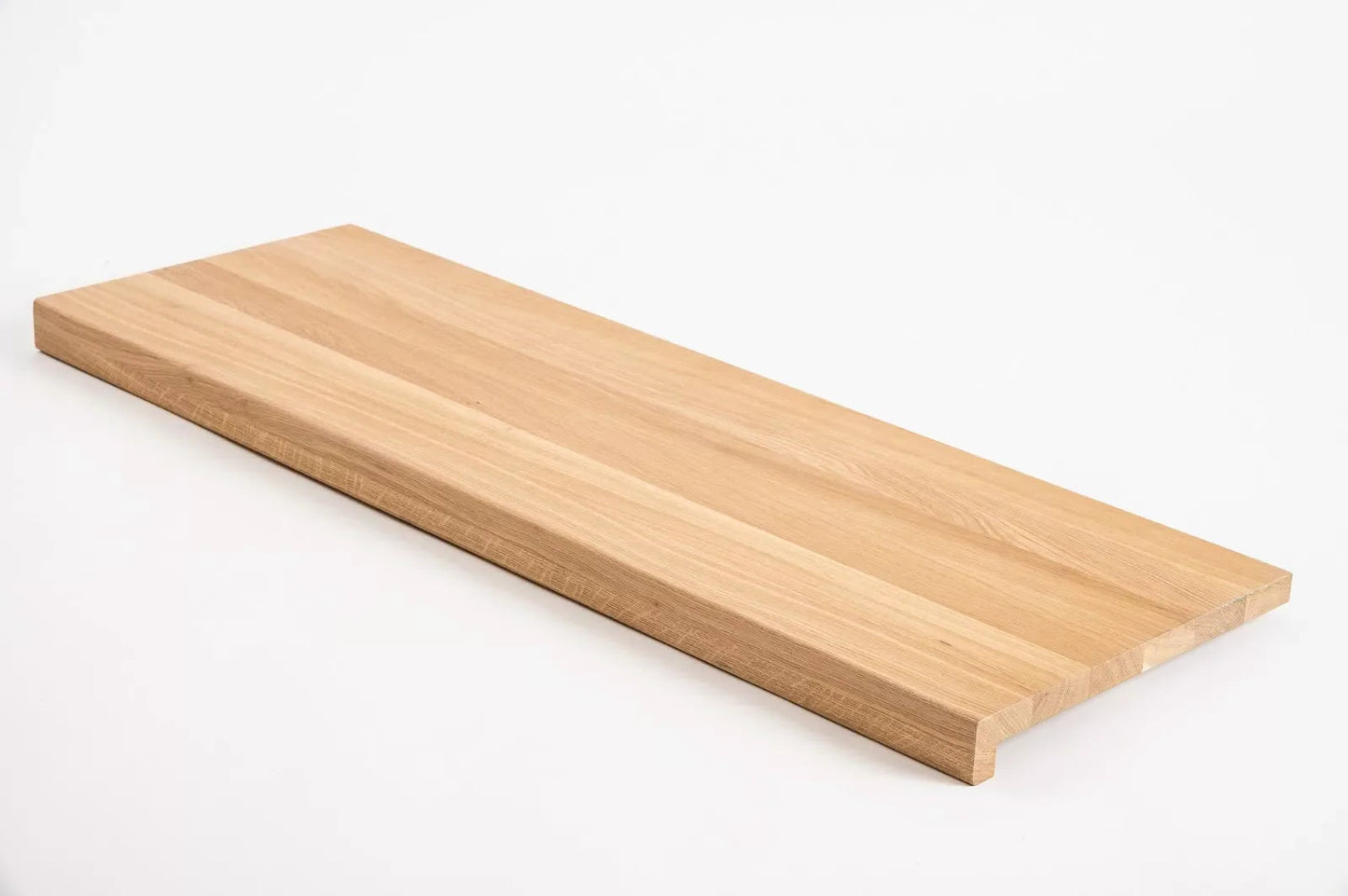 Stair tread Windowsill with overhang Oak A/B, full stave lamellas, 26 mm, Hard wax oil Natural white
