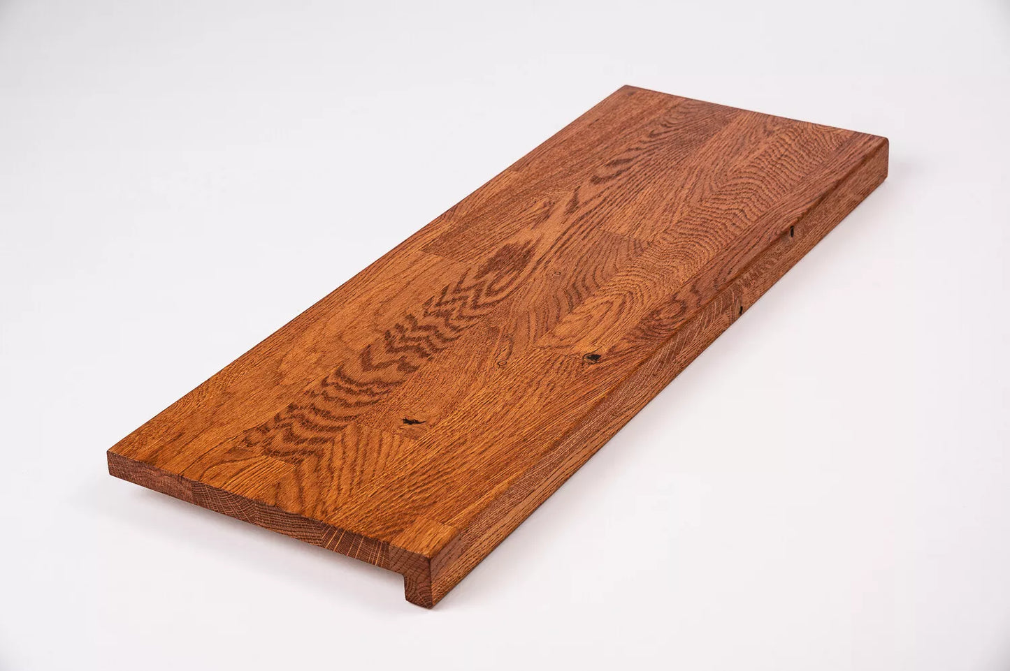 Stair tread Windowsill with overhang Oak Rustic, finger jointed lamellas, 20 mm, Cherry oil