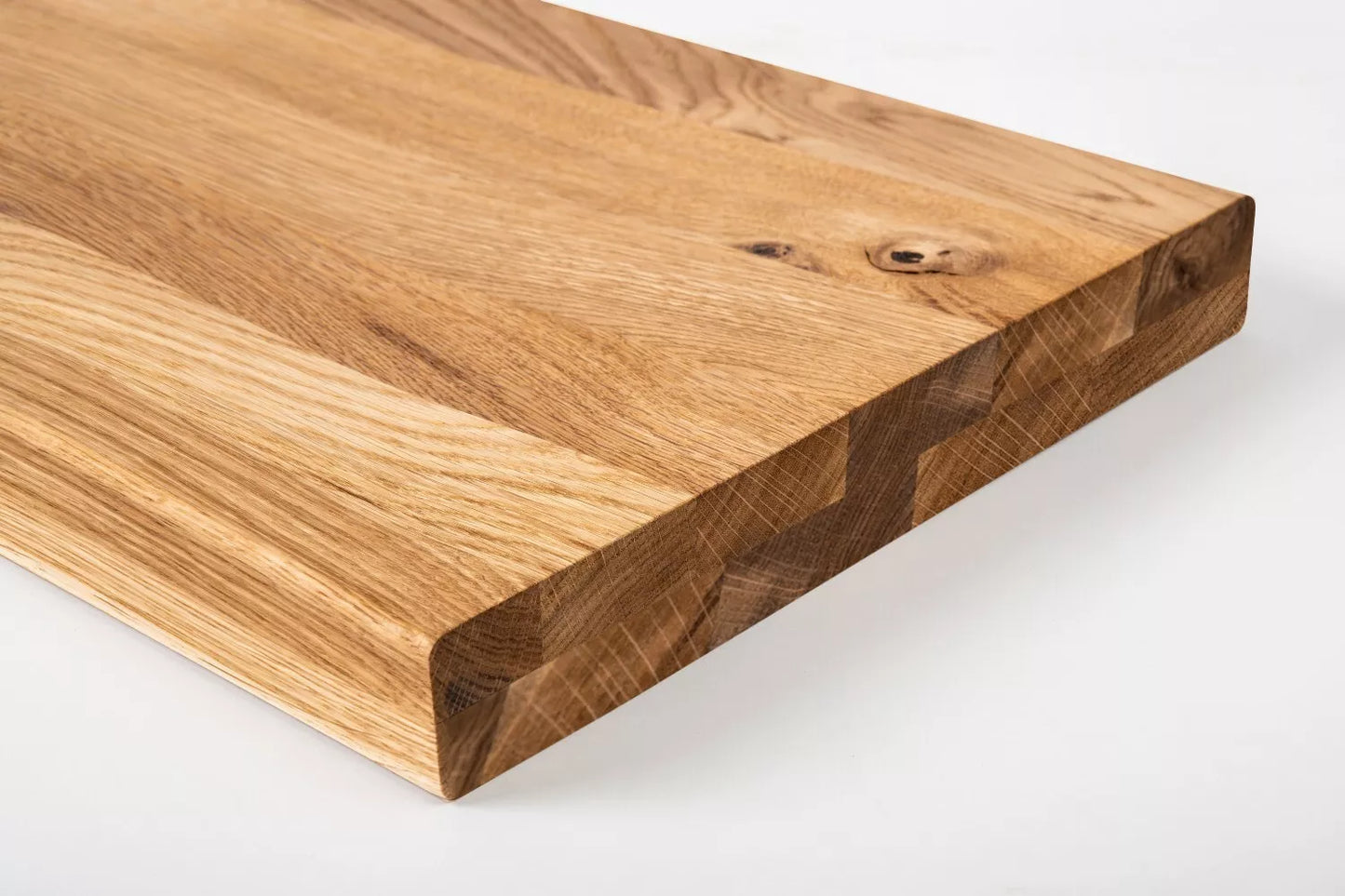 Shelf Stair tread Riser Windowsill Oak Rustic, full stave lamellas, 40 mm, 2-layer, Hard wax oil Natural (colourless)