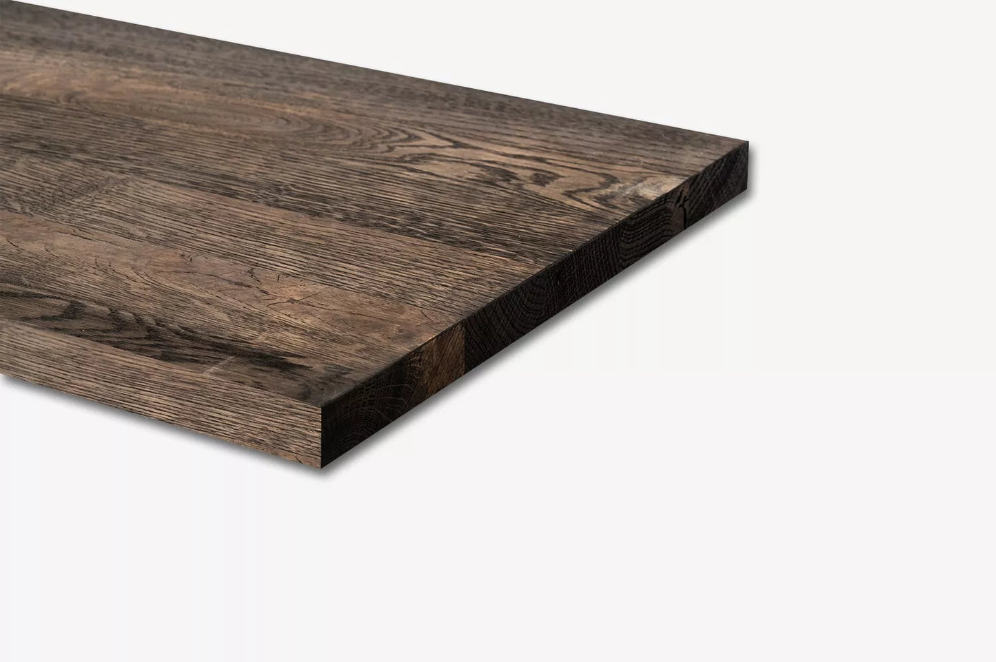 Shelf Stair tread Riser Windowsill Oak Rustic, full stave lamellas, 20 mm, Black oil
