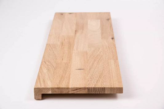 Stair tread Windowsill with overhang Oak Rustic, finger jointed lamellas, 20 mm, Unfinished