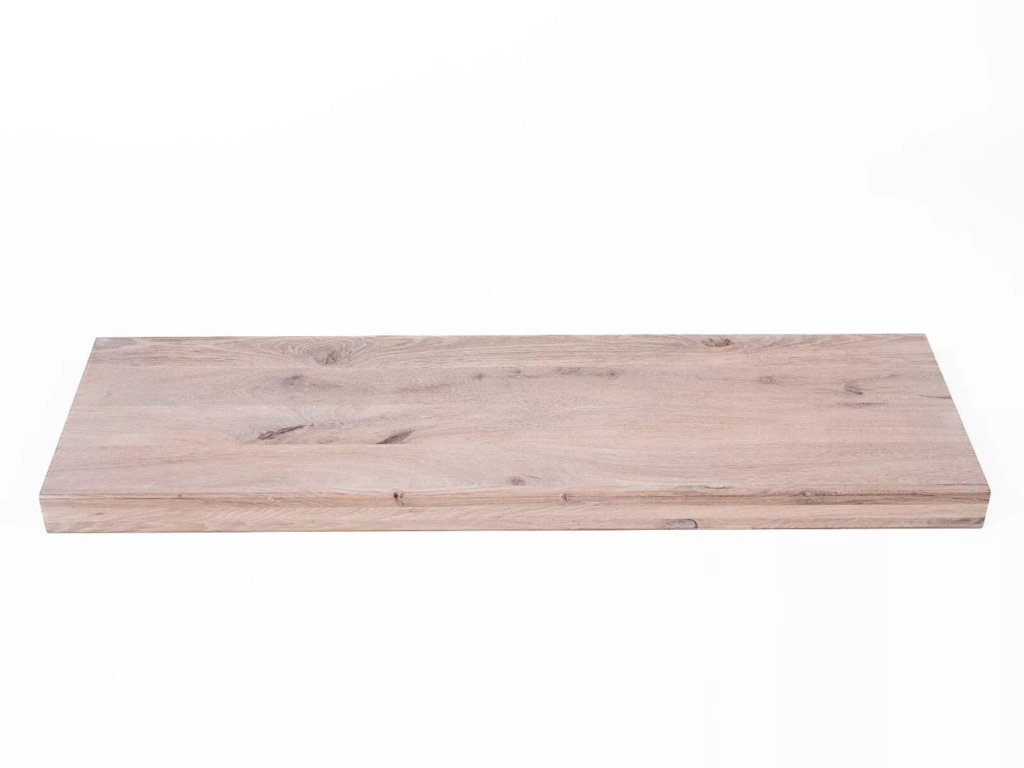 Shelf Stair tread Riser Windowsill Oak Rustic, full stave lamellas, 52 mm, 3-layer, Chalked white oil