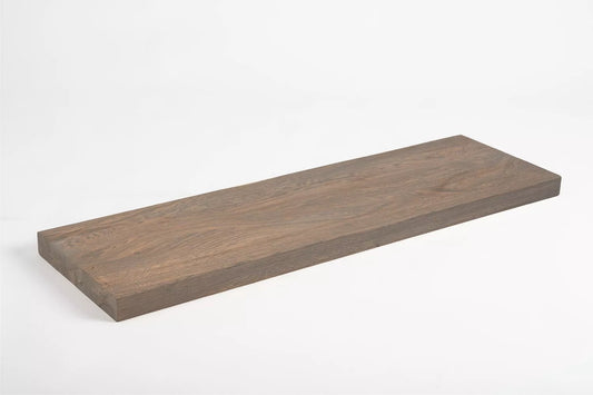 Shelf Stair tread Riser Windowsill Oak Rustic, full stave lamellas, 40 mm, 2-layer, Graphite oil