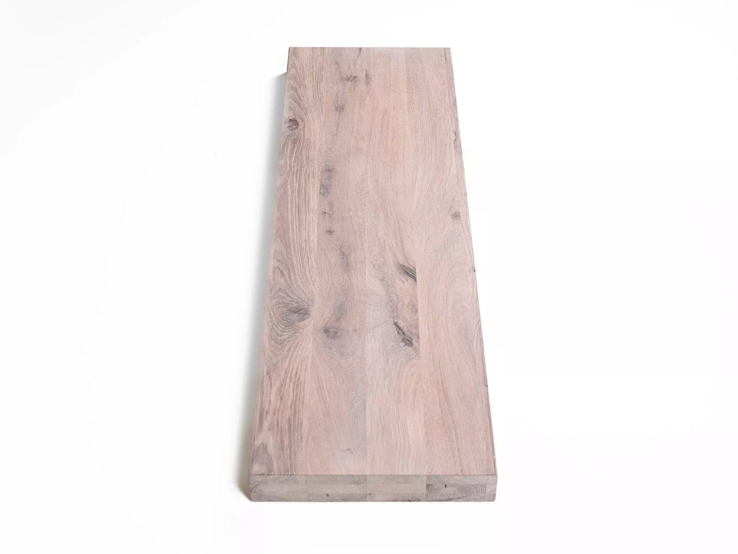 Shelf Stair tread Riser Windowsill Oak Rustic, full stave lamellas, 52 mm, 3-layer, Chalked white oil