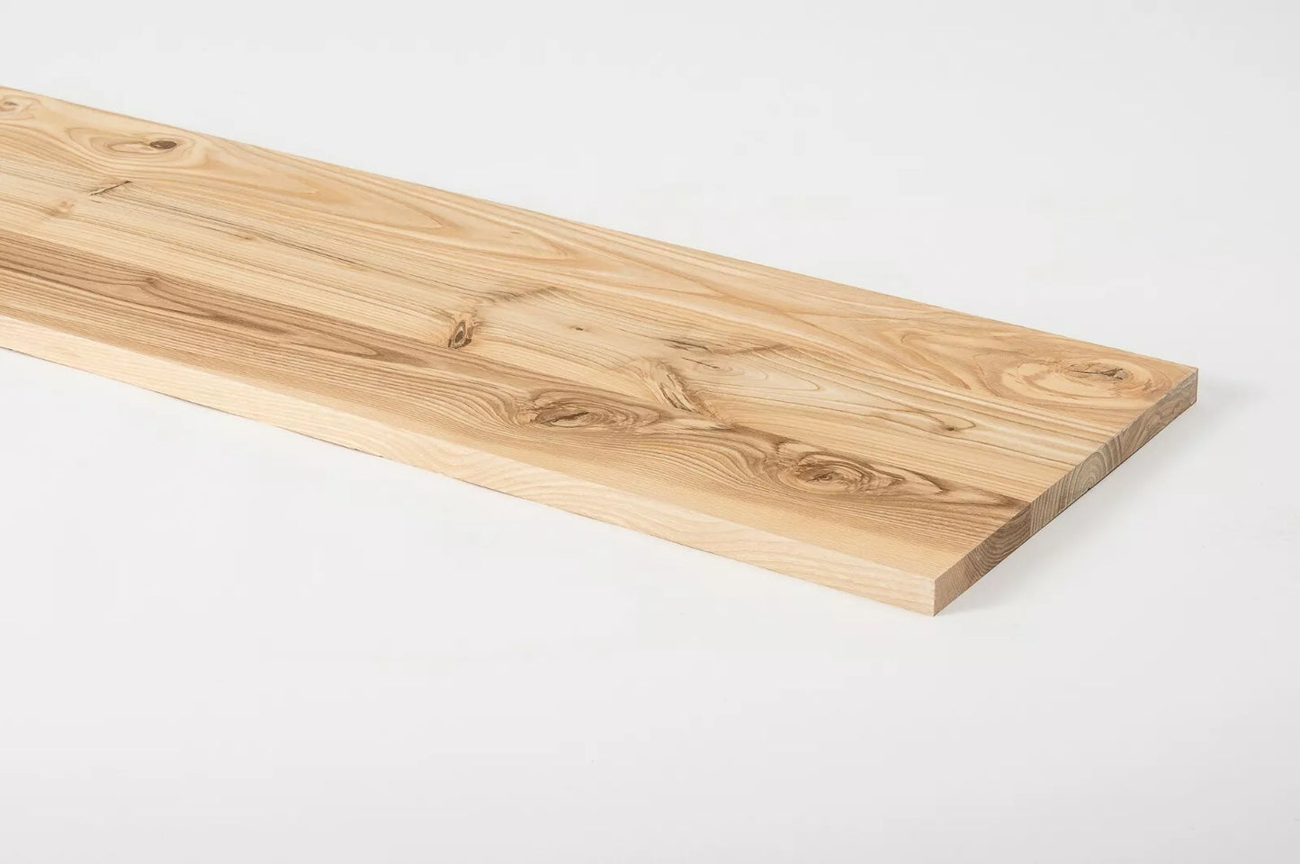 Shelf Stair tread Riser Windowsill Ash Rustic, full stave lamellas, 20 mm, Hard wax oil Natural white