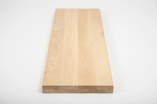 Shelf Stair tread Riser Windowsill Birch A/B, full stave lamellas, 40 mm, 2-layer, Hard wax oil nature white