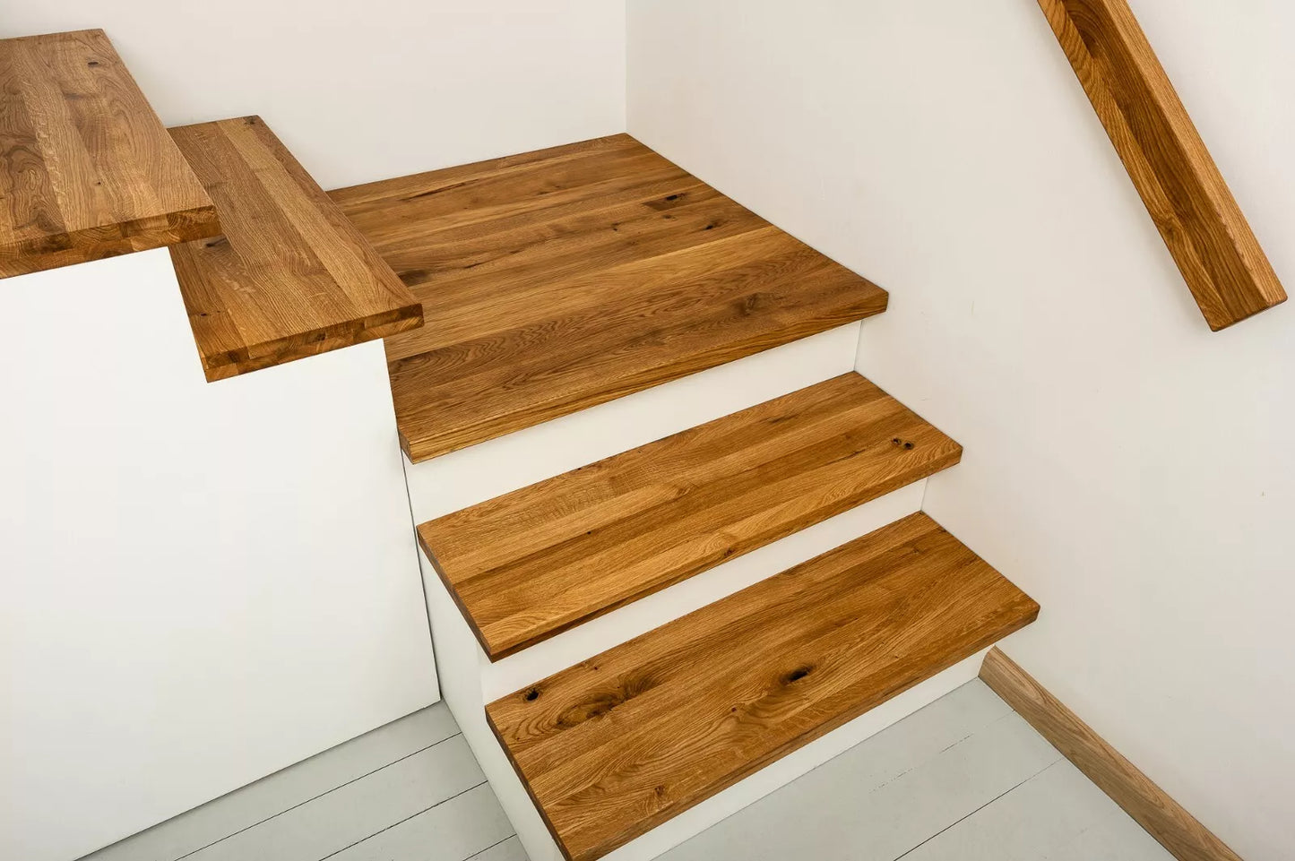 Etagère Marche d'escalier contremarche Appui de fenêtre Chêne rustique, lamelles entières, 40 mm, 2 plis, Huile naturelle