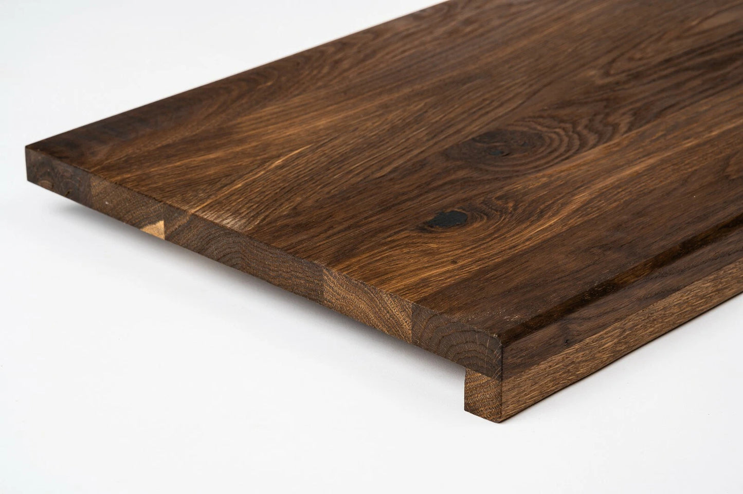 Stair tread Windowsill with overhang Smoked Oak Rustic, full stave lamellas, 20 mm, Natural oil