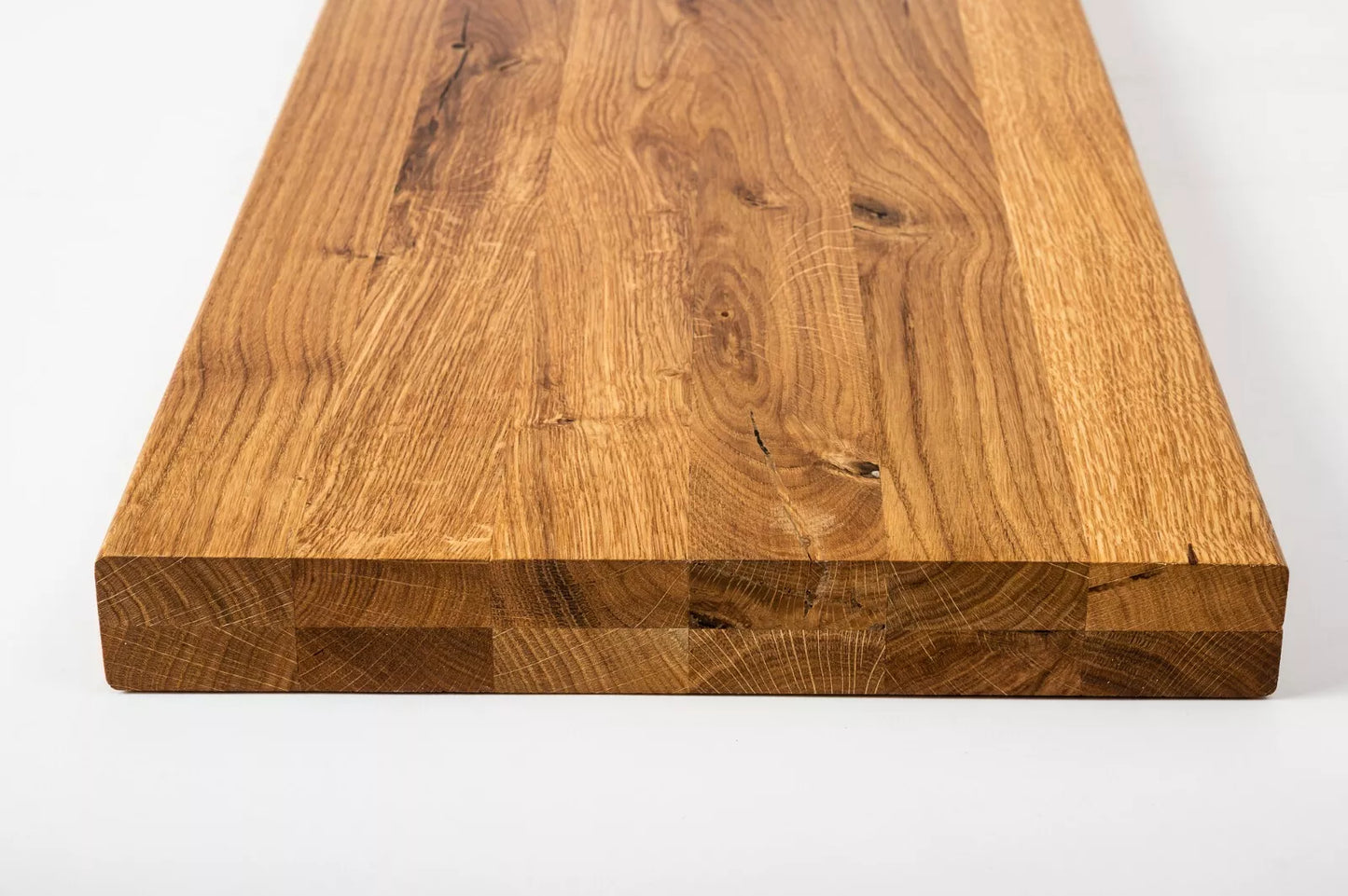 Etagère Marche d'escalier contremarche Appui de fenêtre Chêne rustique, lamelles entières, 40 mm, 2 plis, Huile naturelle