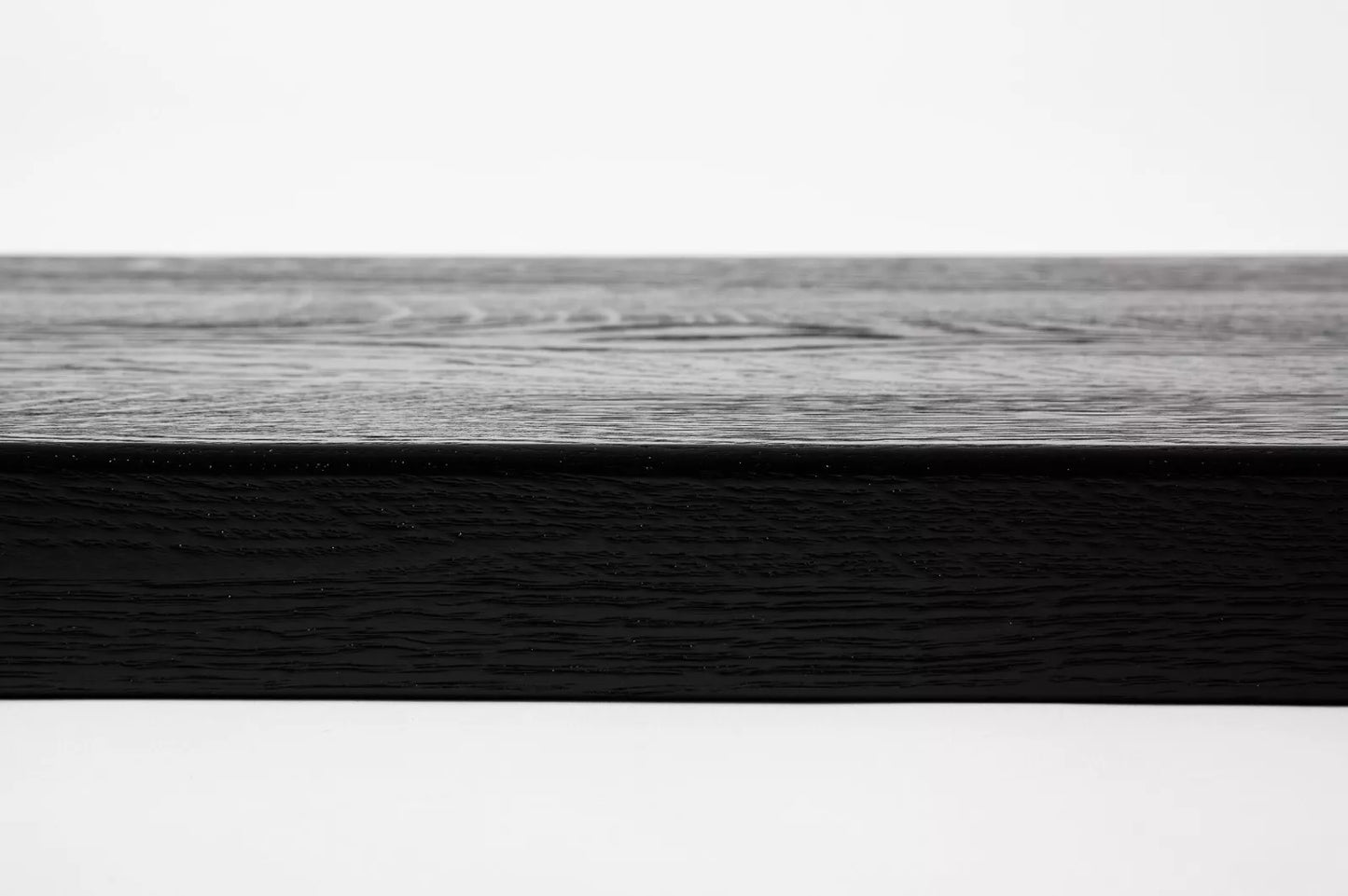 Stair tread Windowsill with overhang Oak A/B, full stave lamellas, 26 mm, Brushed, Graphite black lacquered (RAL9011)