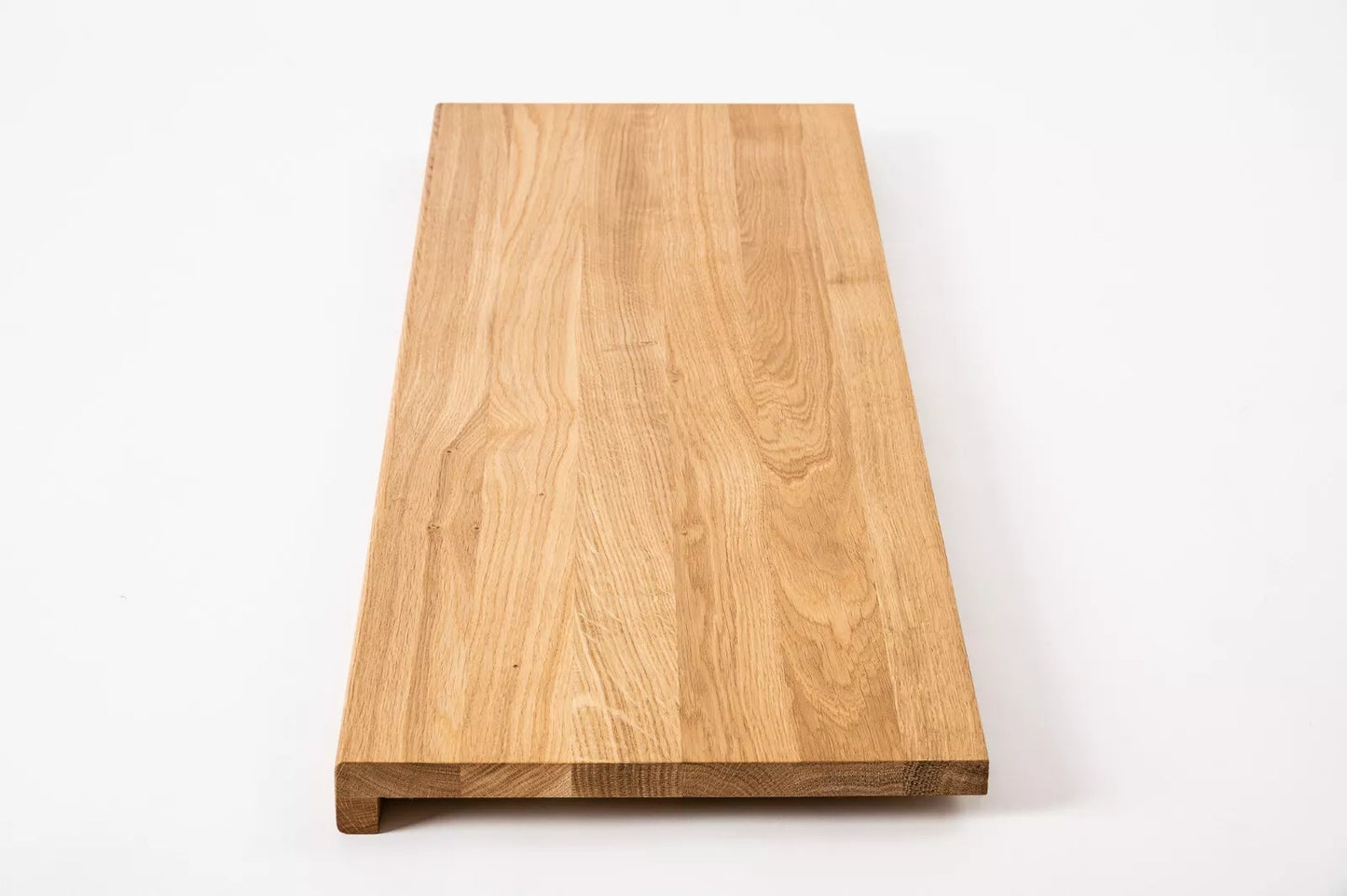 Stair tread Windowsill with overhang Oak A/B, full stave lamellas, 16 mm, Hard wax oil Natural (colourless)