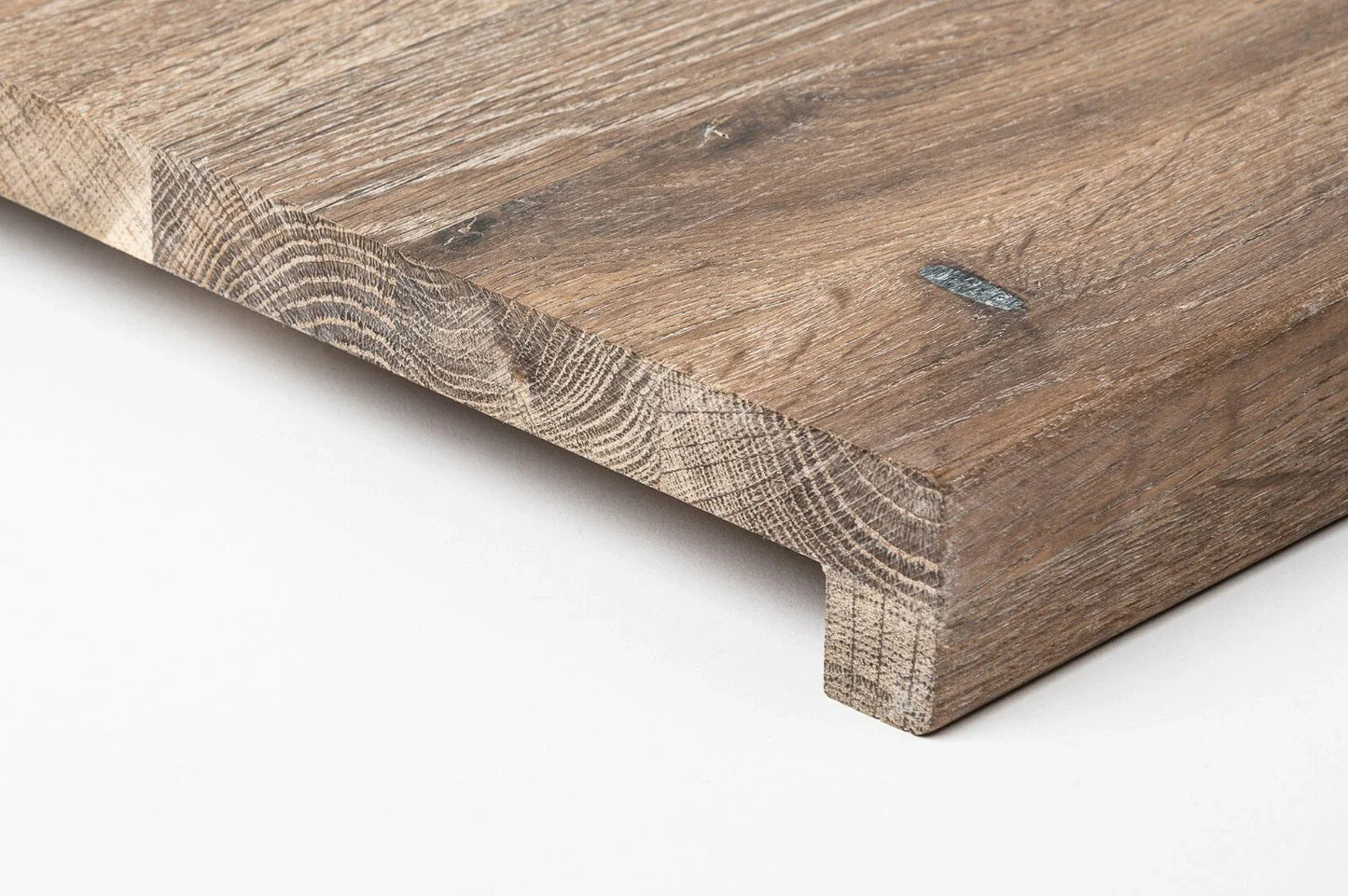 Stair tread Windowsill with overhang Smoked Oak Rustic, full stave lamellas, 16 mm, White oil