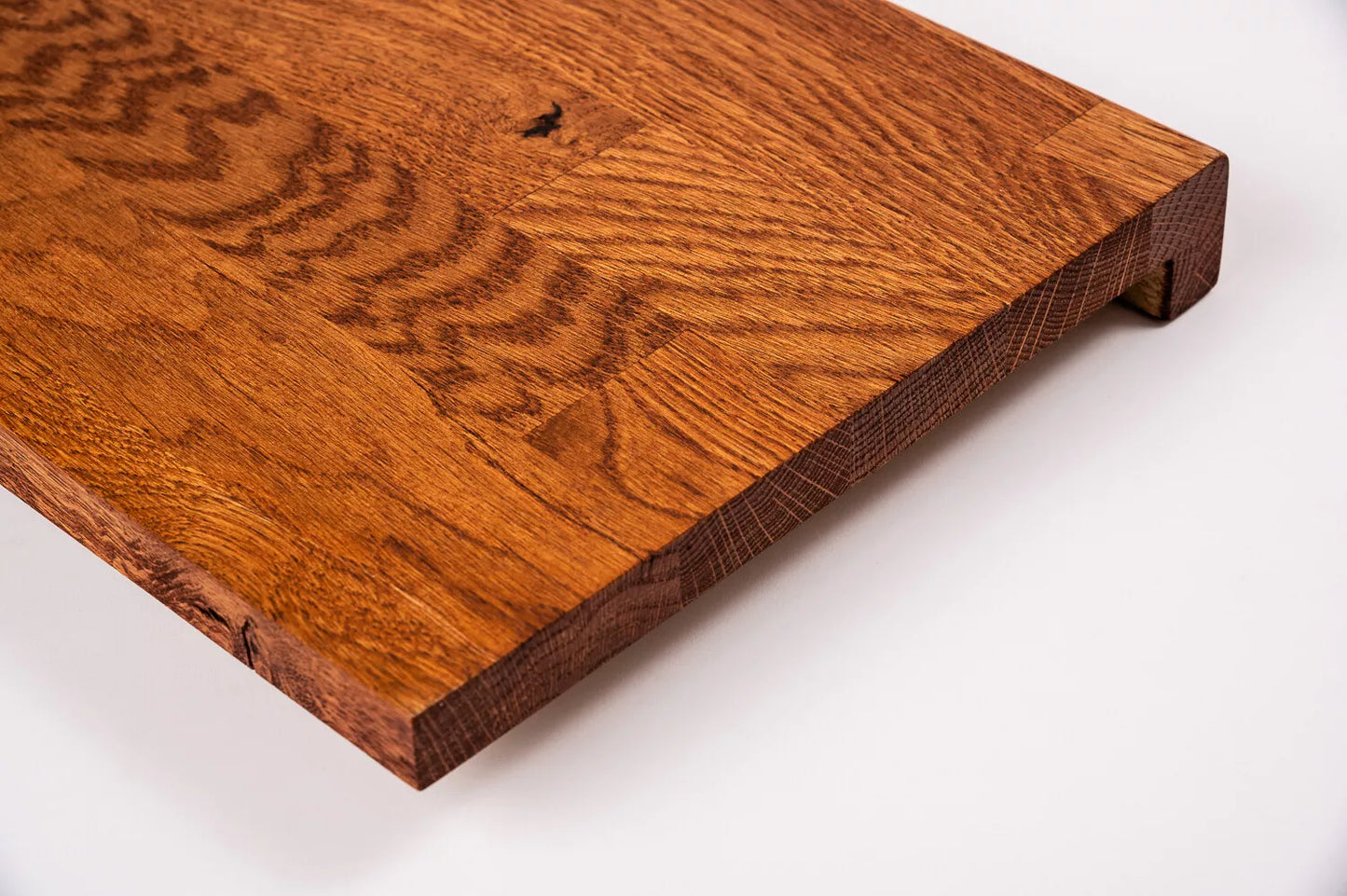Stair tread Windowsill with overhang Oak Rustic, finger jointed lamellas, 20 mm, Cherry oil