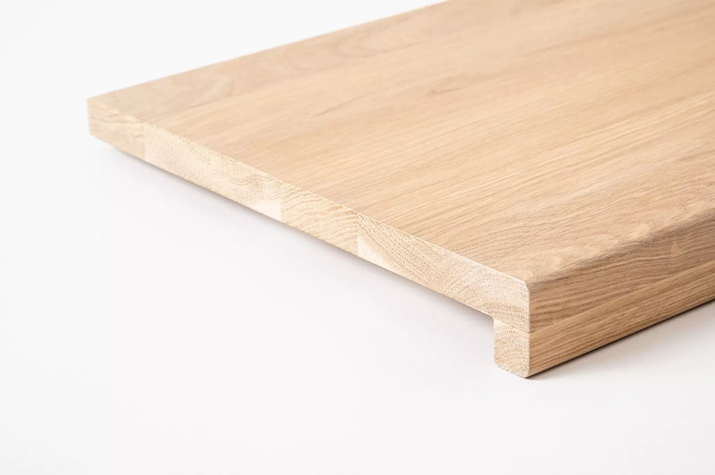 Stair tread Windowsill with overhang Oak A/B, full stave lamellas, 16 mm, White oil