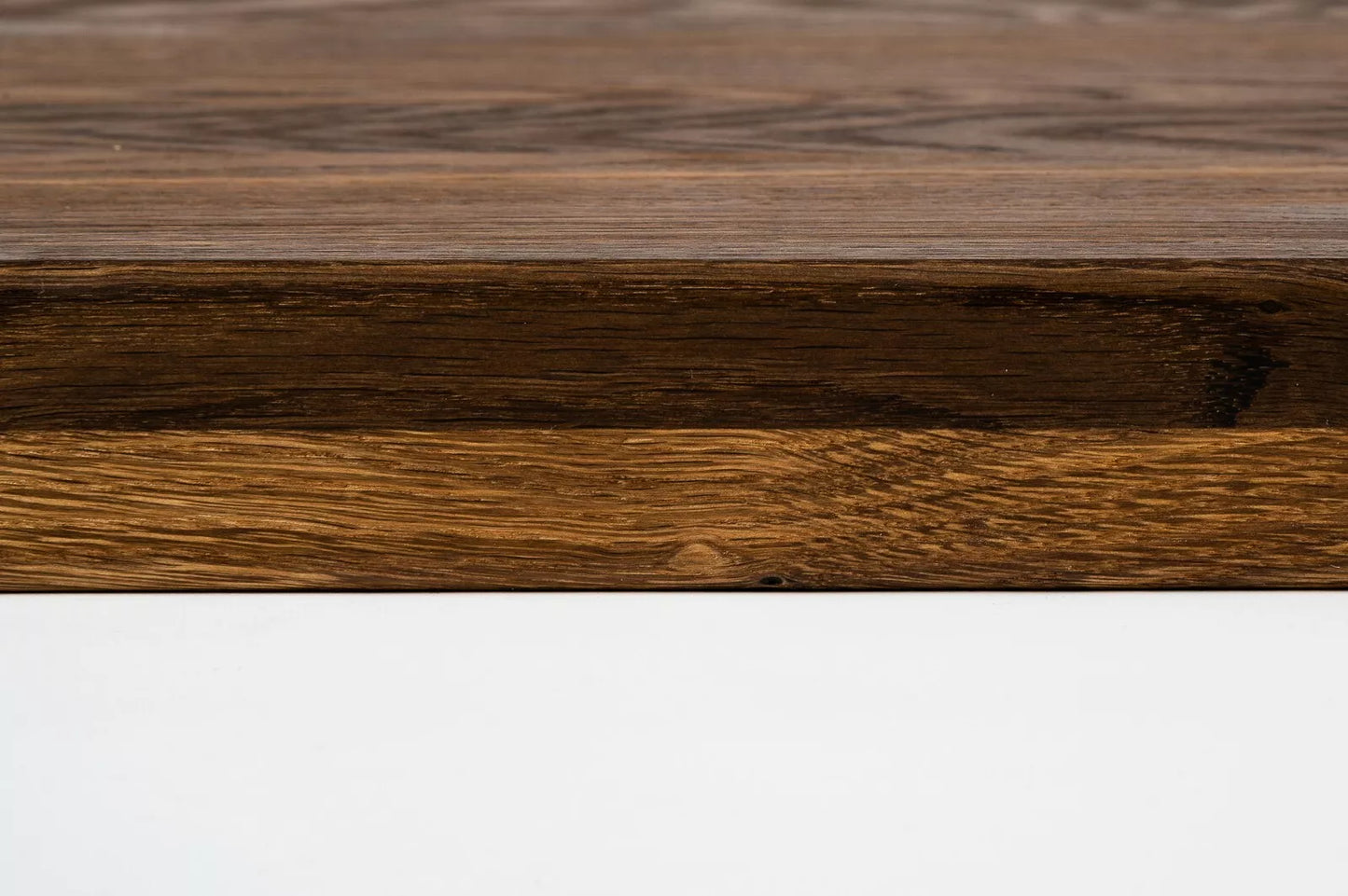 Stair tread Windowsill with overhang Smoked Oak Rustic, full stave lamellas, 26 mm, Natural oil