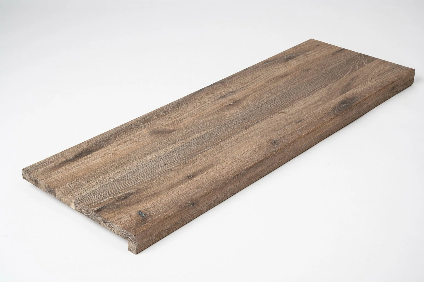 Stair tread Windowsill with overhang Smoked Oak Rustic, full stave lamellas, 20 mm, White oil
