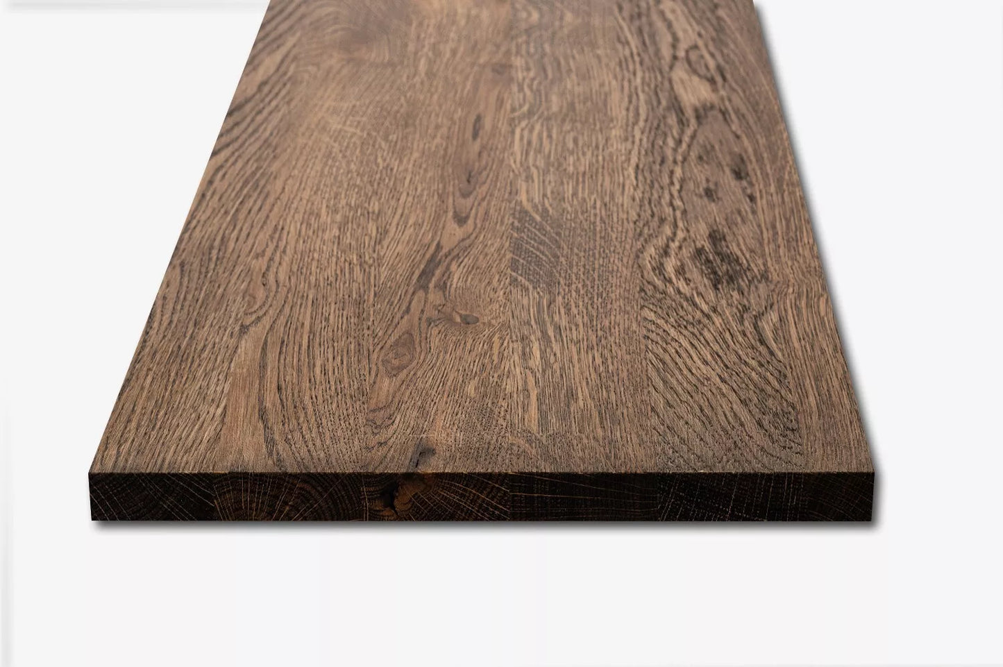Shelf Stair tread Riser Windowsill Oak Rustic, full stave lamellas, 20 mm, Smoked oil