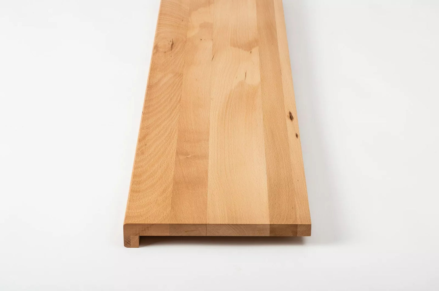 Stair tread Windowsill with overhang Steamed Beech A/B, full stave lamellas, 20 mm, Hard wax oil natur (colourless)