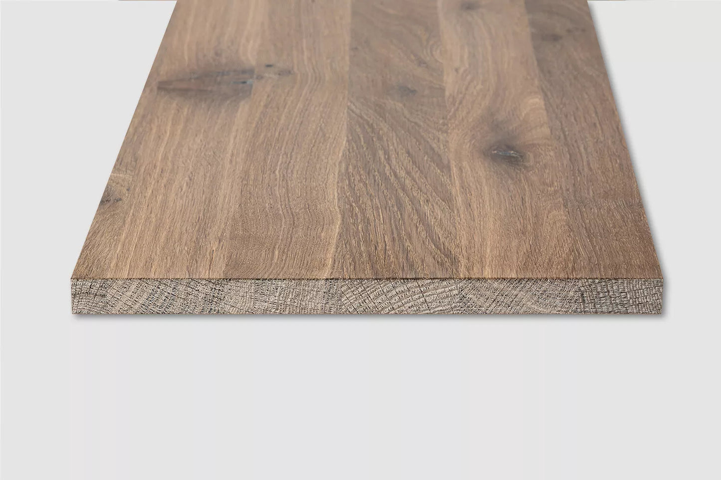 Shelf Stair tread Riser Windowsill Smoked Oak Rustic, full stave lamellas, 26 mm, White oil