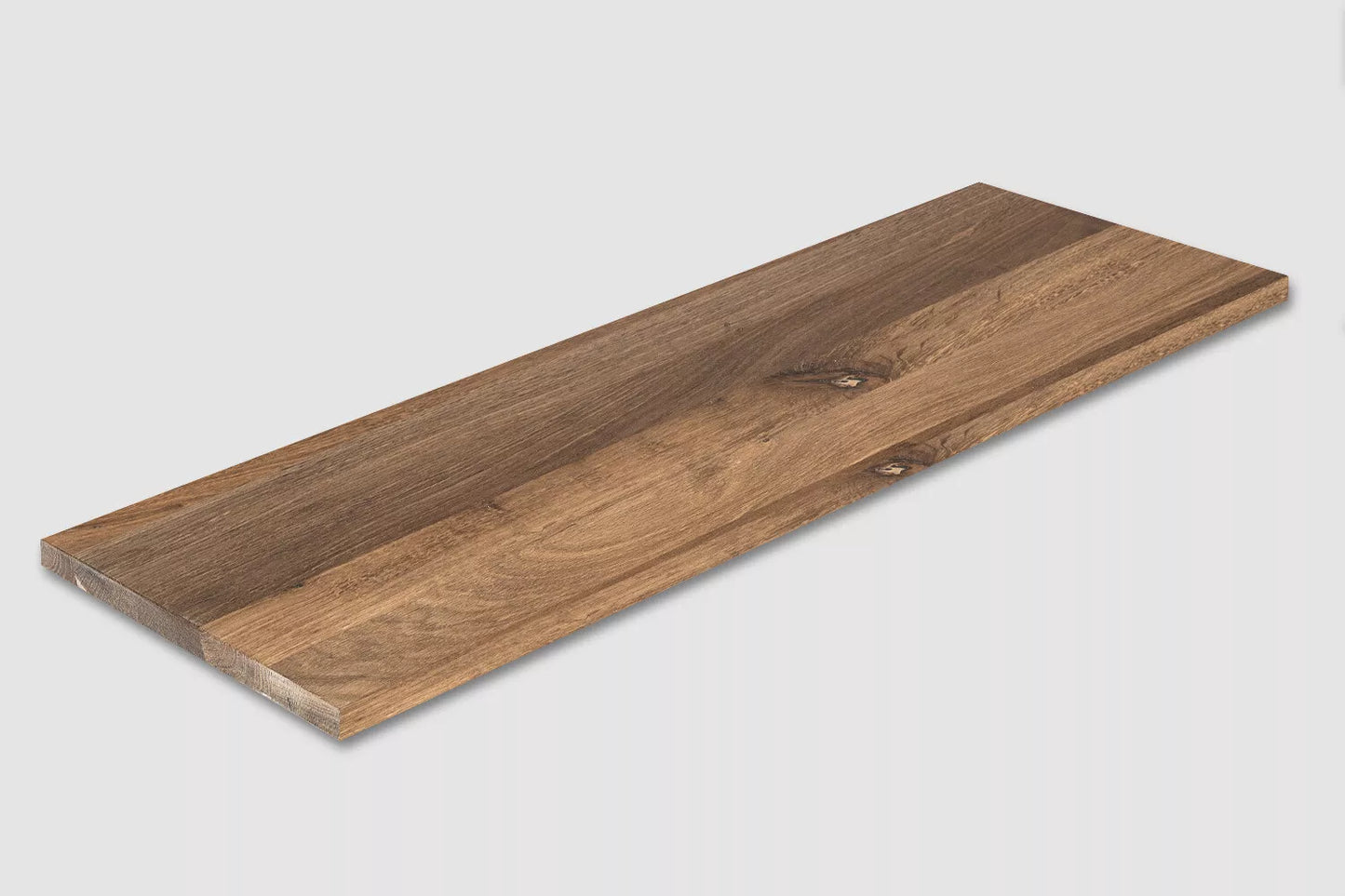 Shelf Stair tread Riser Windowsill Smoked Oak Rustic, full stave lamellas, 26 mm, Hard wax oil Natural white