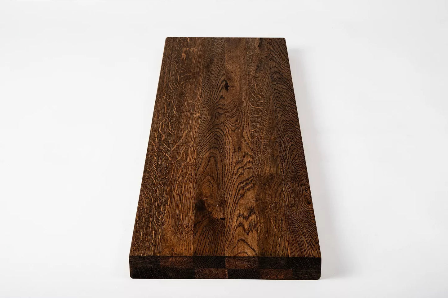 Shelf Stair tread Riser Windowsill Oak Rustic, full stave lamellas, 40 mm, 2-layer, Smoked oil
