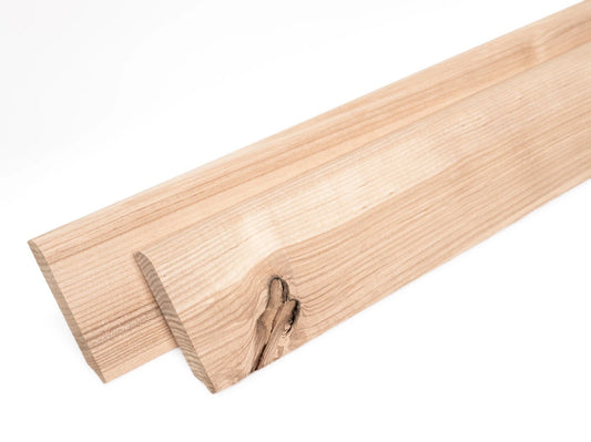 Solid Skirting Board Ash Rustic 24x100mm Hard wax oil Natural white 2000 mm with radius 20mm without filling