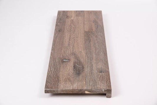 Stair tread Windowsill with overhang Smoked Oak Rustic, finger jointed lamellas, 20 mm, White oil
