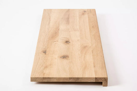 Stair tread Windowsill with overhang Oak Rustic, full stave lamellas, 26 mm, Unfinished