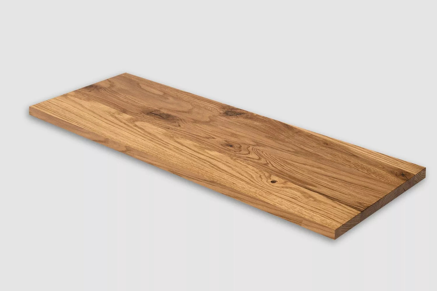 Shelf Stair tread Riser Windowsill Oak Rustic, full stave lamellas, 20 mm, Bronze oil