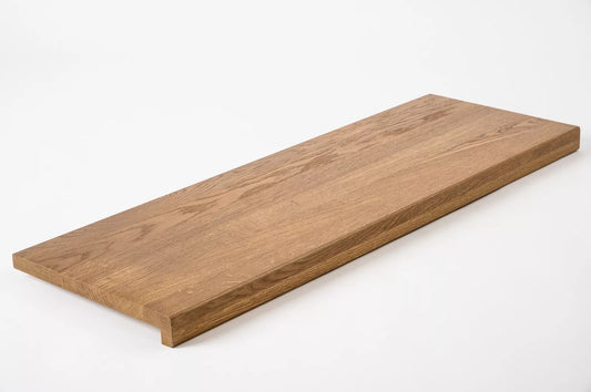 Stair tread Windowsill with overhang Oak A/B, full stave lamellas, 16 mm, Bronze oil