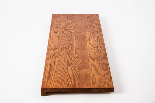 Stair tread Windowsill with overhang Oak A/B, full stave lamellas, 20 mm, Cherry oil