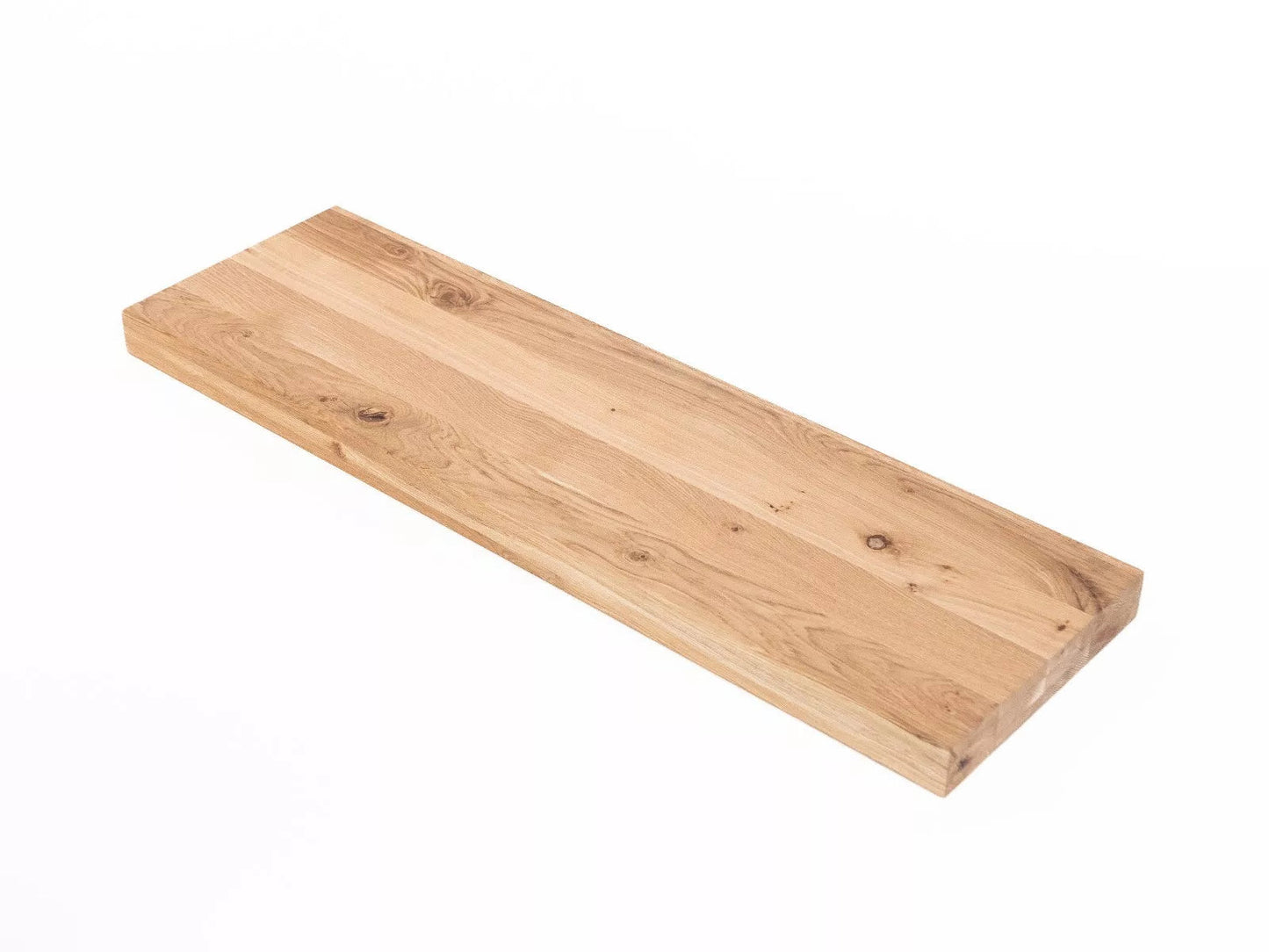 Shelf Stair tread Riser Windowsill Oak Rustic, full stave lamellas, 52 mm, 3-layer, Hard wax oil Natural white