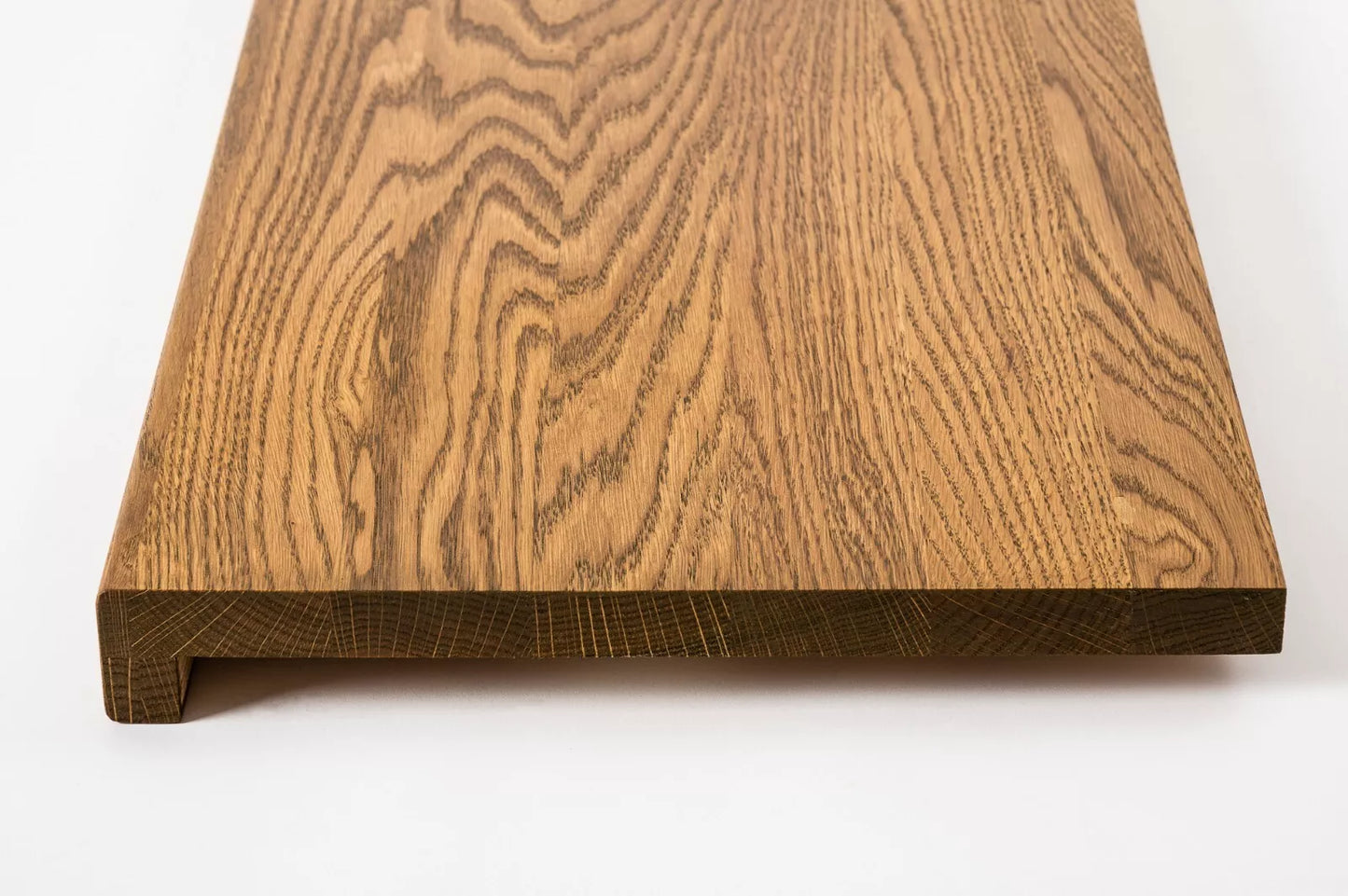 Stair tread Windowsill with overhang Oak A/B, full stave lamellas, 16 mm, Antique oil