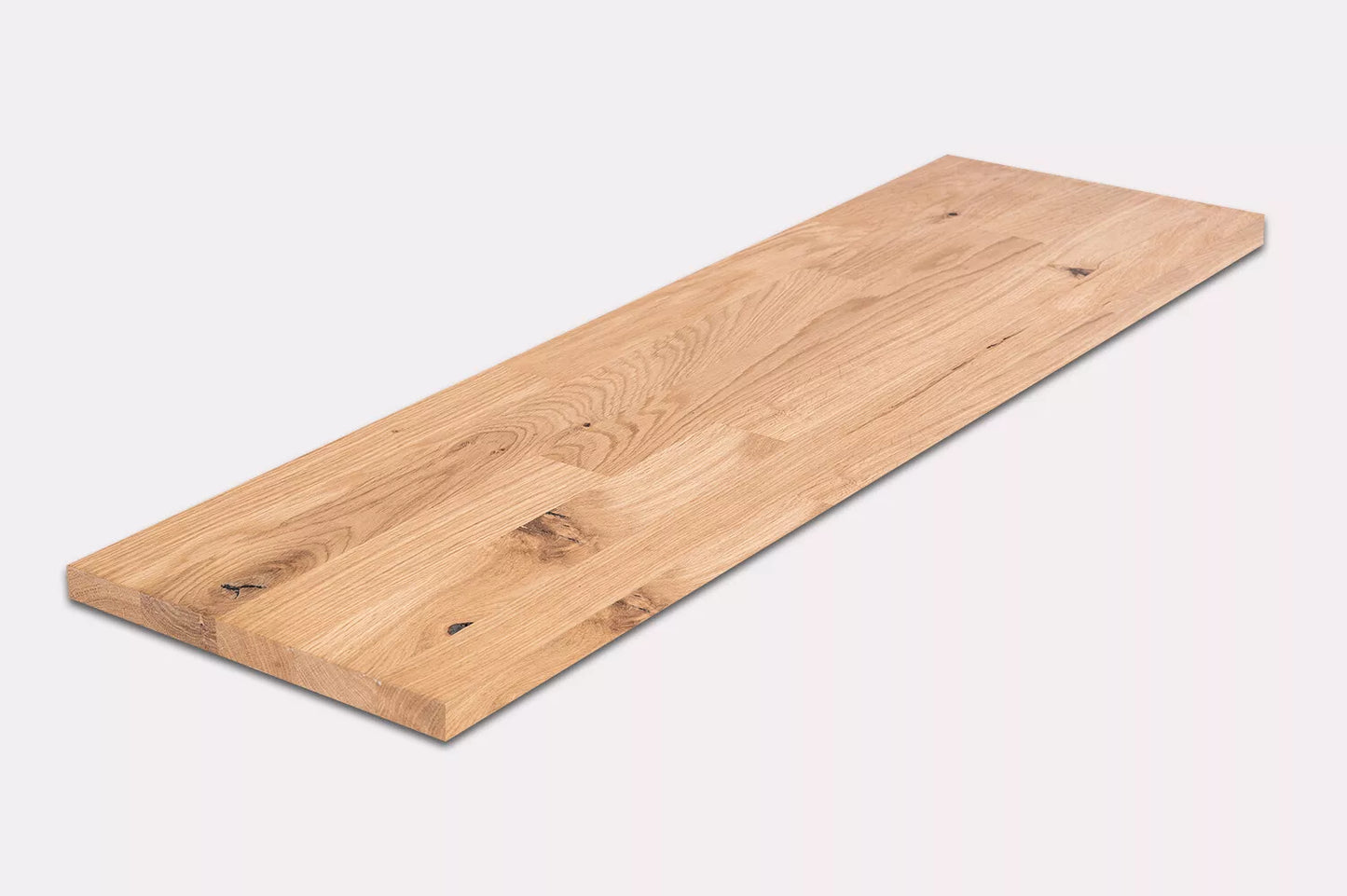 Etagère Marche d'escalier Elévateur Appui de fenêtre Chêne rustique, lamelles aboutées, 20 mm, Huile de cire dure Blanc naturel