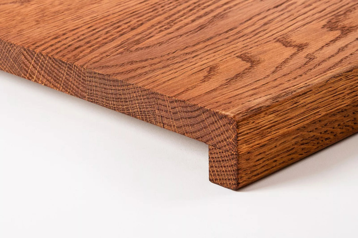 Stair tread Windowsill with overhang Oak A/B, full stave lamellas, 16 mm, Cherry oil