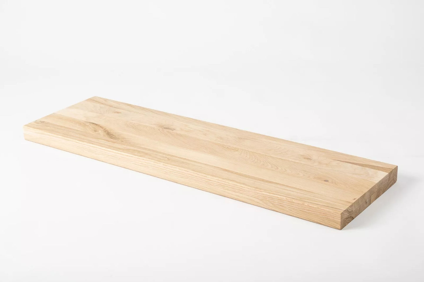 Shelf Stair tread Riser Windowsill Oak Rustic, full stave lamellas, 35 mm, 2-layer, Hard wax oil Natural white