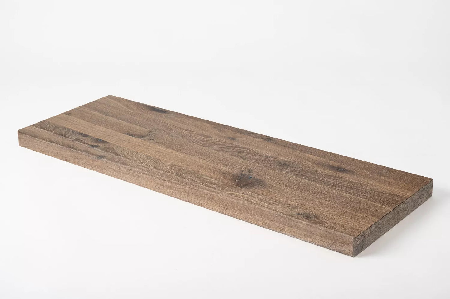 Shelf Stair tread Riser Windowsill Smoked Oak Rustic, full stave lamellas, 35 mm, 2-layer, White oil