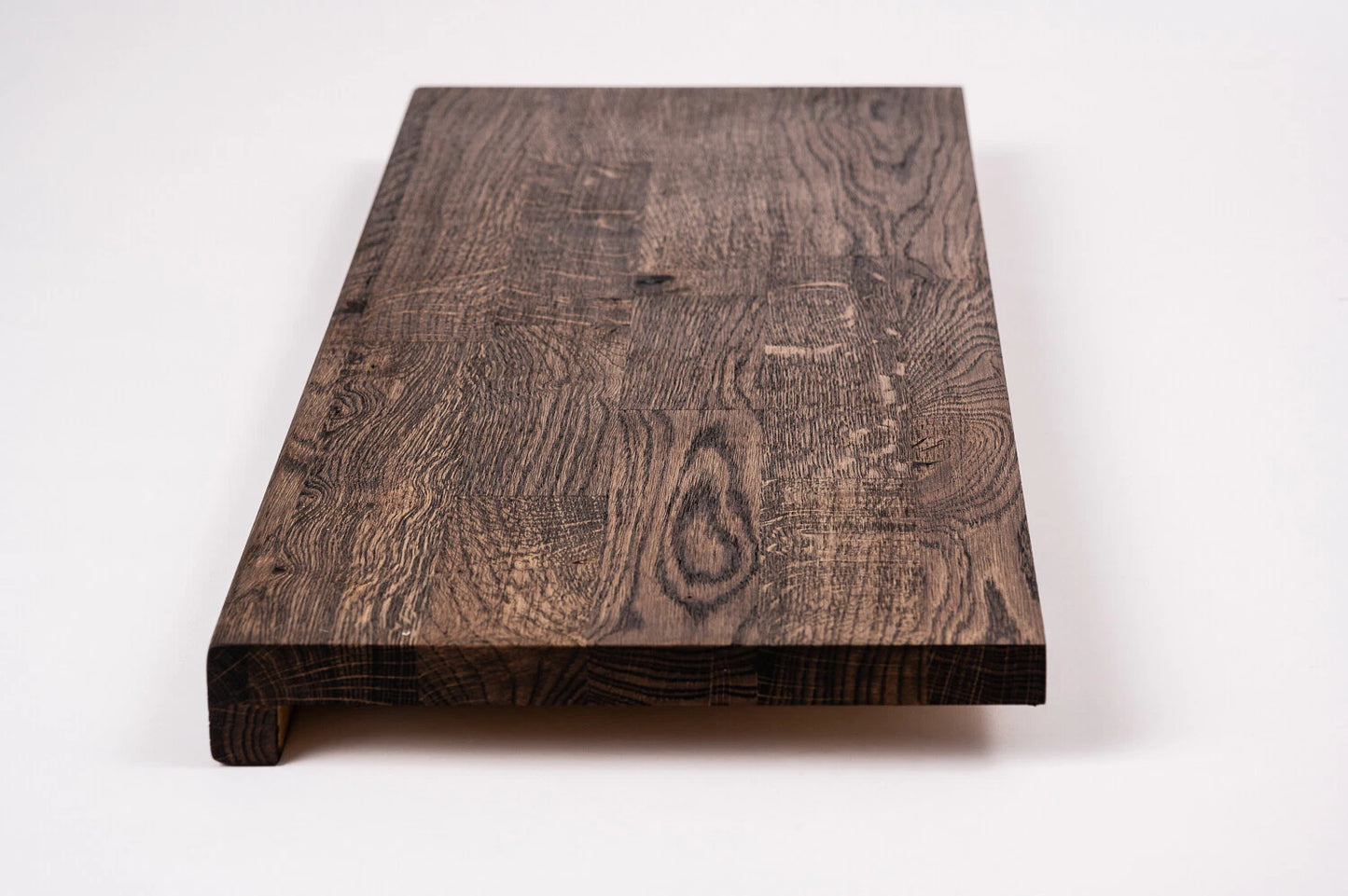 Stair tread Windowsill with overhang Oak Rustic, finger jointed lamellas, 20 mm, Smoked oil