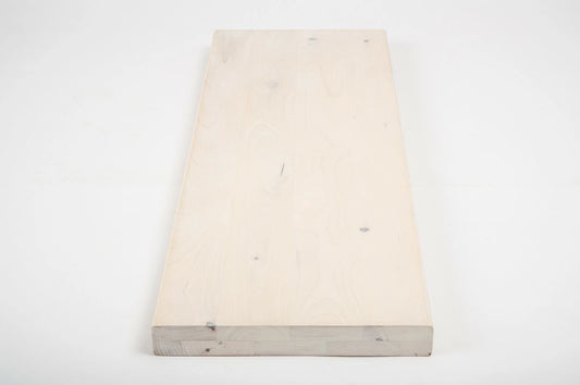 Shelf Stair tread Riser Windowsill Birch Rustic, full stave lamellas, 40 mm, 2-layer, Chalked white oil
