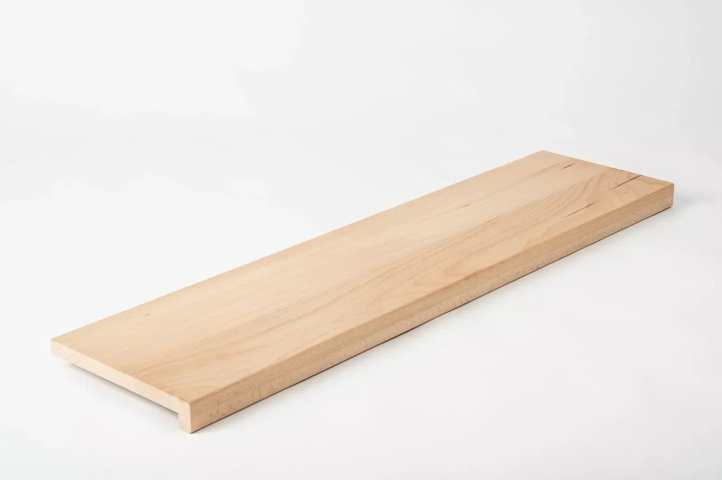 Marche d'escalier Appui de fenêtre avec surplomb Hêtre étuvé A/B, lamelles entières, 20 mm, non fini