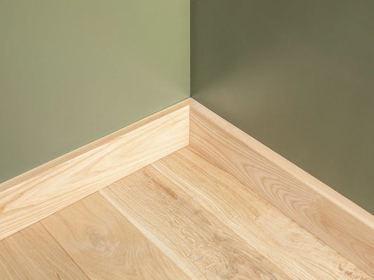 Solid Skirting Board Ash A/B 24x100mm Hard wax oil Natural white 2000 mm with radius 5mm