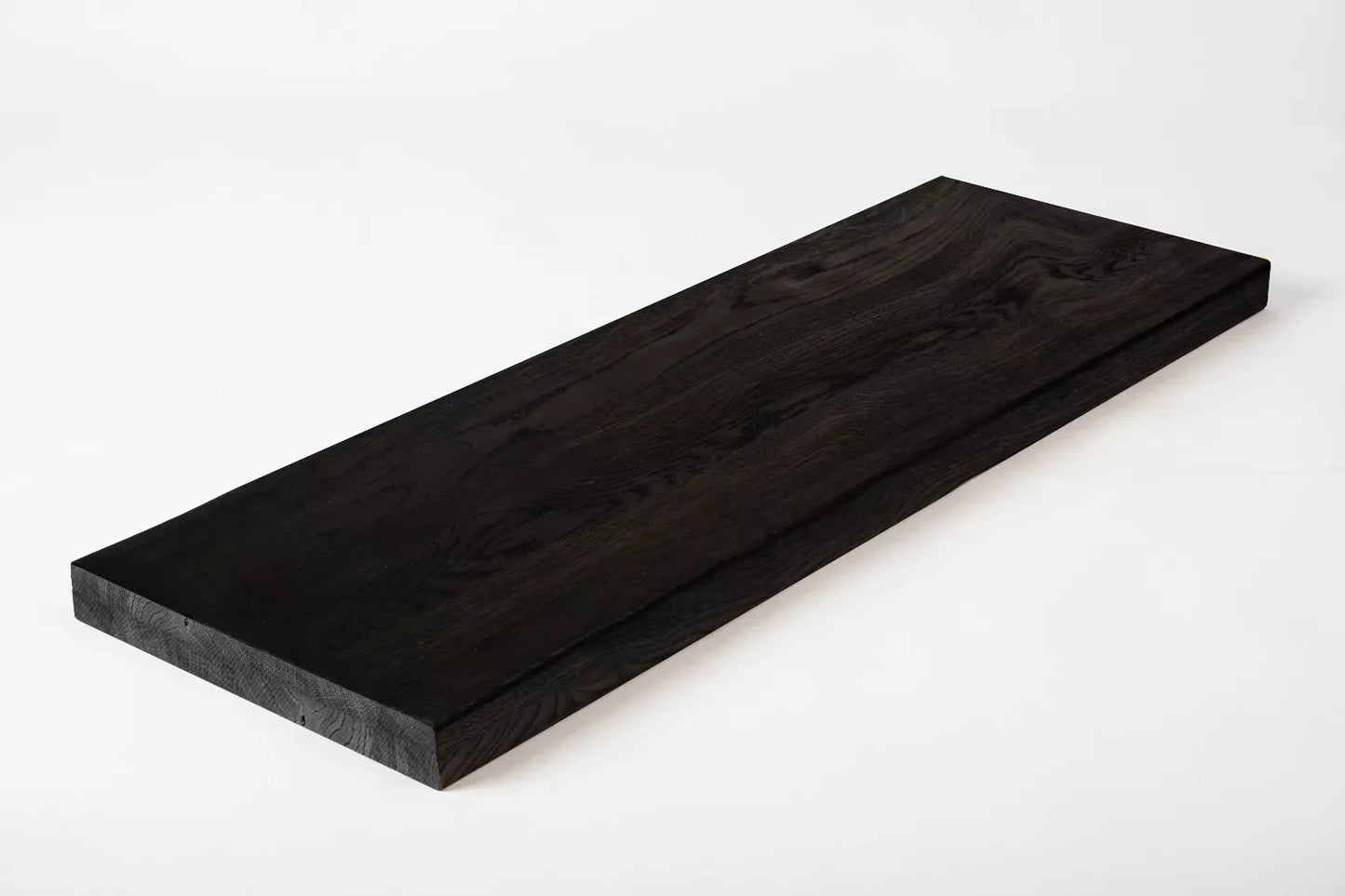 Shelf Stair tread Riser Windowsill Smoked Oak Rustic, full stave lamellas, 40 mm, 2-layer, Black oil