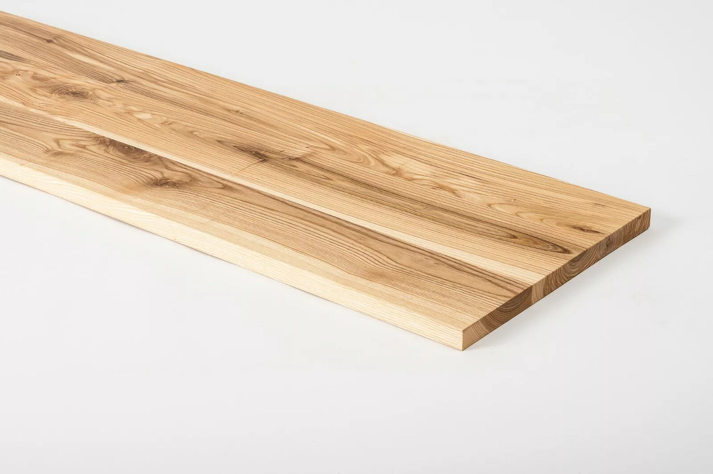 Shelf Stair tread Riser Windowsill Ash Rustic, full stave lamellas, 20 mm, Matte lacquered