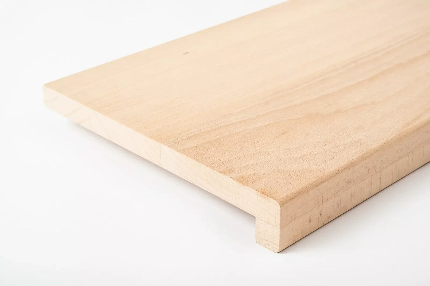 Marche d'escalier Appui de fenêtre avec surplomb Hêtre étuvé A/B, lamelles entières, 20 mm, non fini