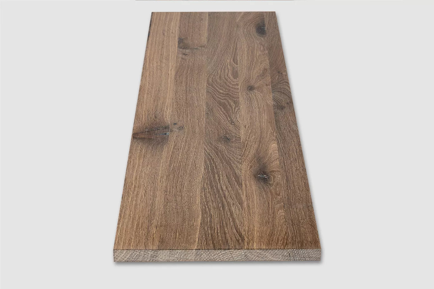 Shelf Stair tread Riser Windowsill Smoked Oak Rustic, full stave lamellas, 20 mm, White oil