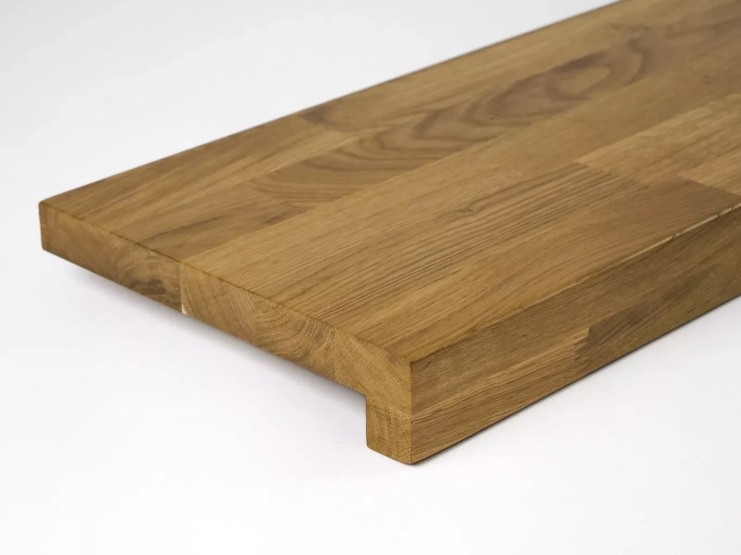 Stair tread Windowsill with overhang Oak A/B, finger jointed lamellas, 20 mm, Matte lacquered