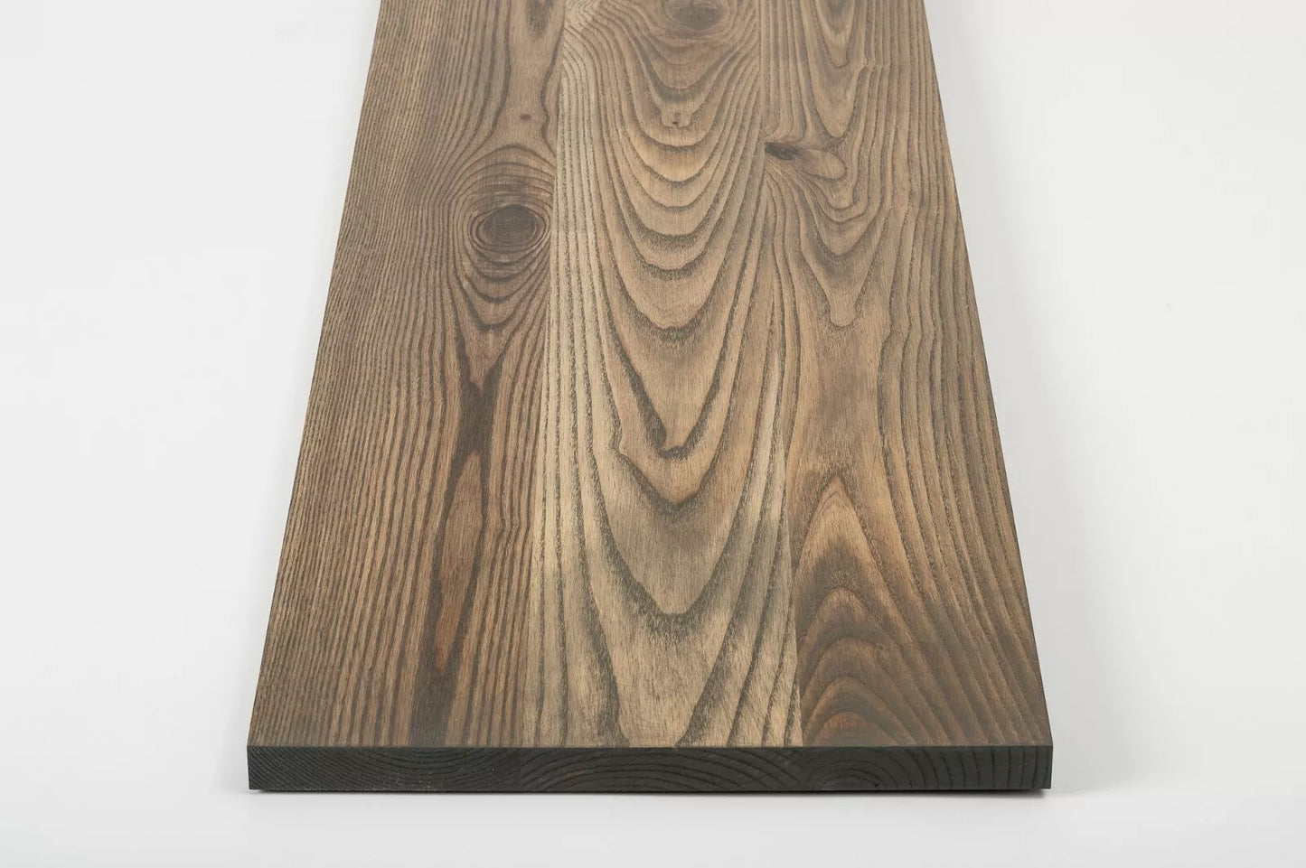 Shelf Stair tread Riser Windowsill Ash Rustic, full stave lamellas, 20 mm, Graphite oil