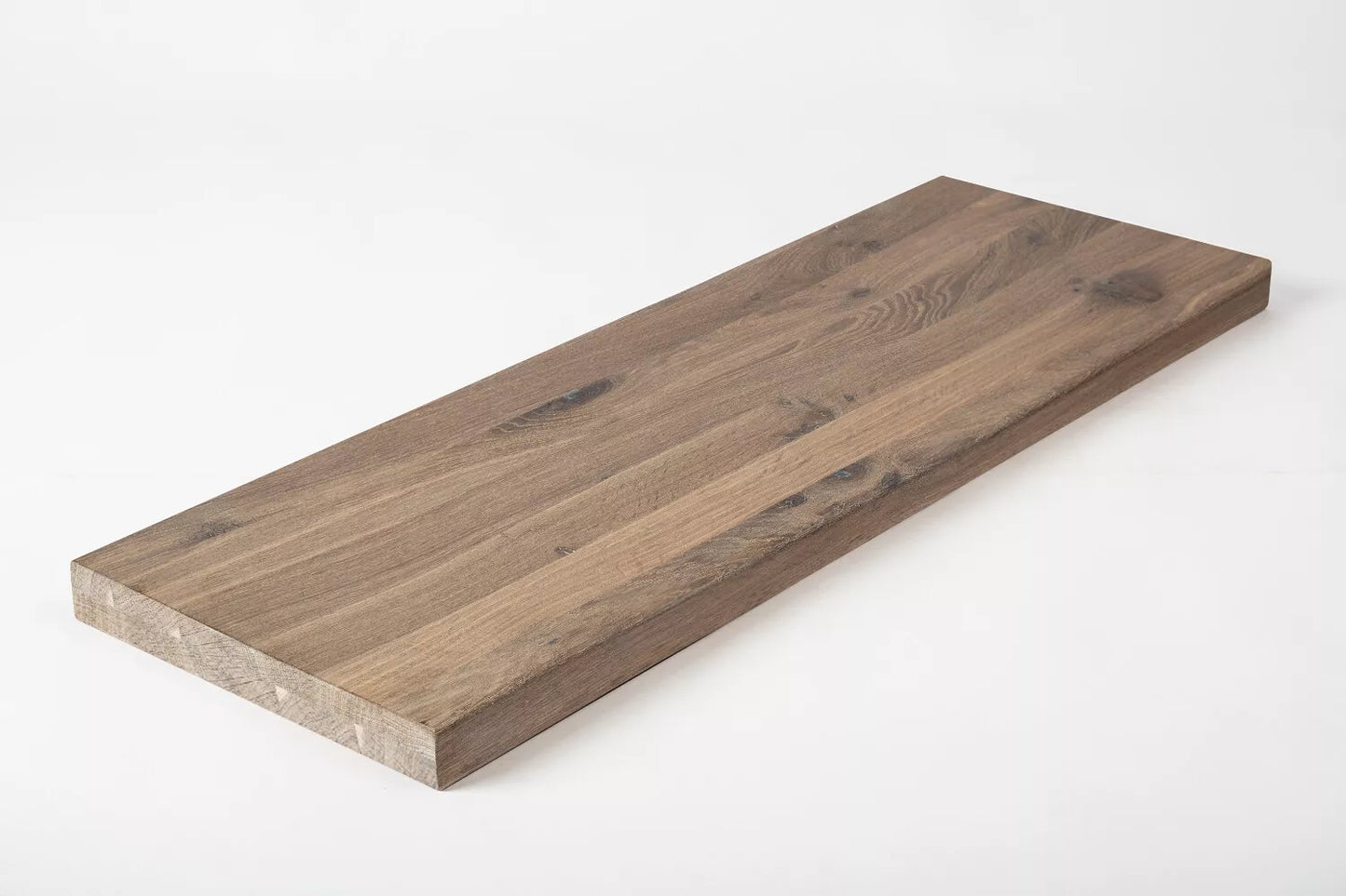 Shelf Stair tread Riser Windowsill Smoked Oak Rustic, full stave lamellas, 35 mm, 2-layer, White oil