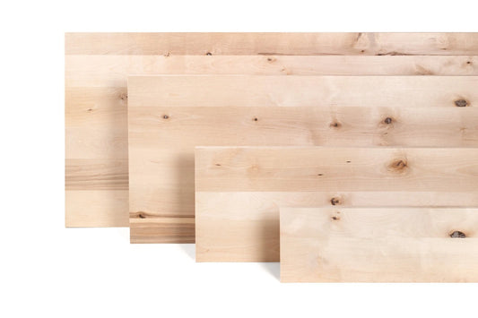 Massivholzplatte zum Selbermachen Birke Rustikal, DL durchgehende Lamellen, 20 mm