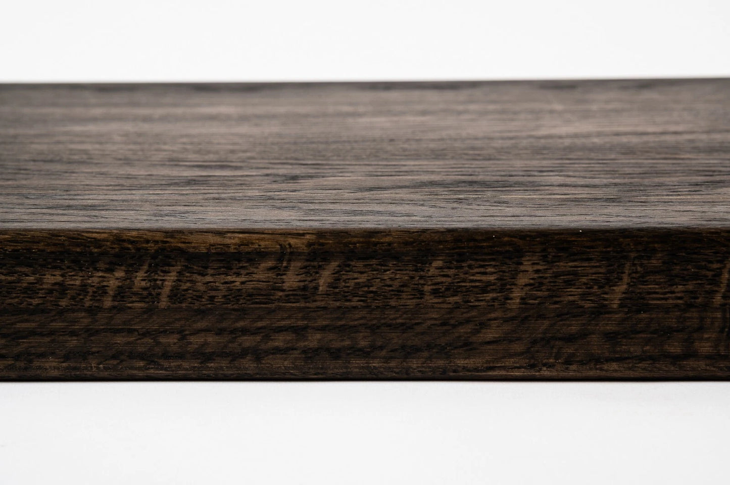 Shelf Stair tread Riser Windowsill Oak Rustic, full stave lamellas, 35 mm, 2-layer, Black oil